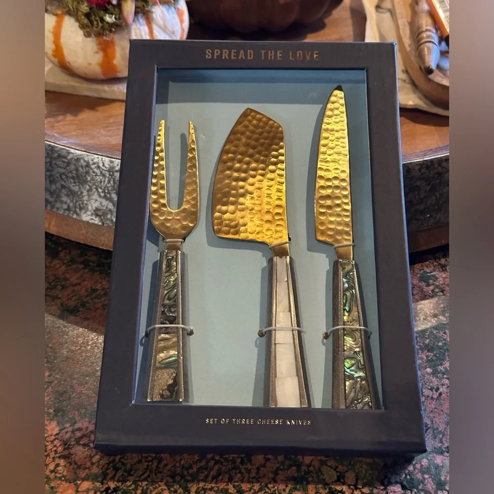 Anthropologie Arctic Twilight Cheese Knives Set Of 3